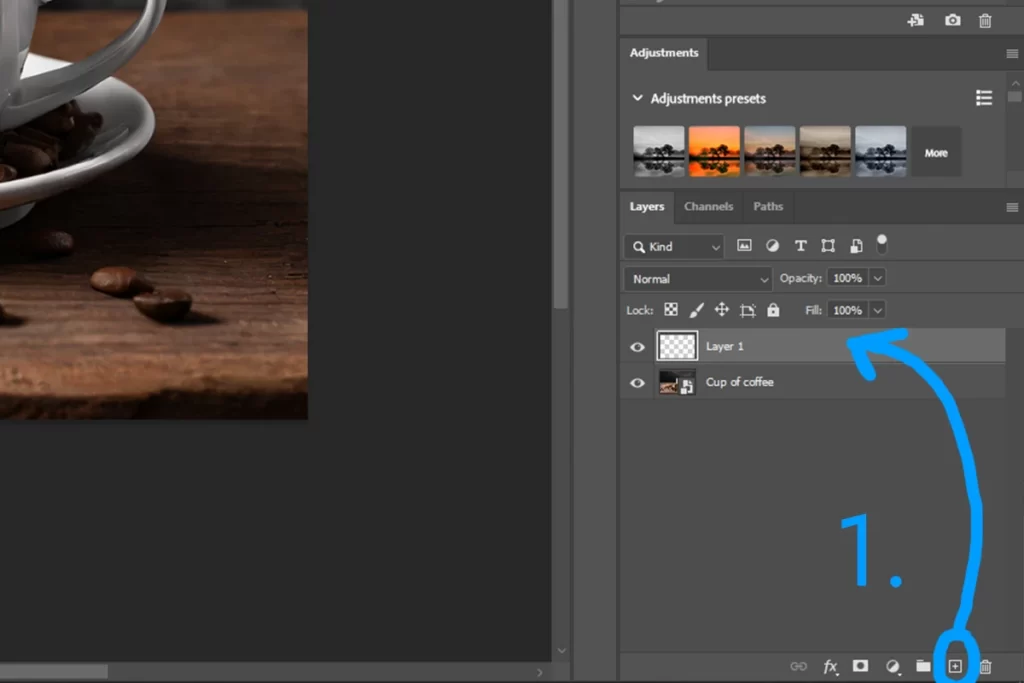 Create new blank layer in photoshop