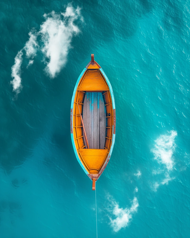 Boat with cloud overlays