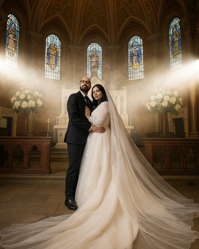 Wedding after smoke light effects