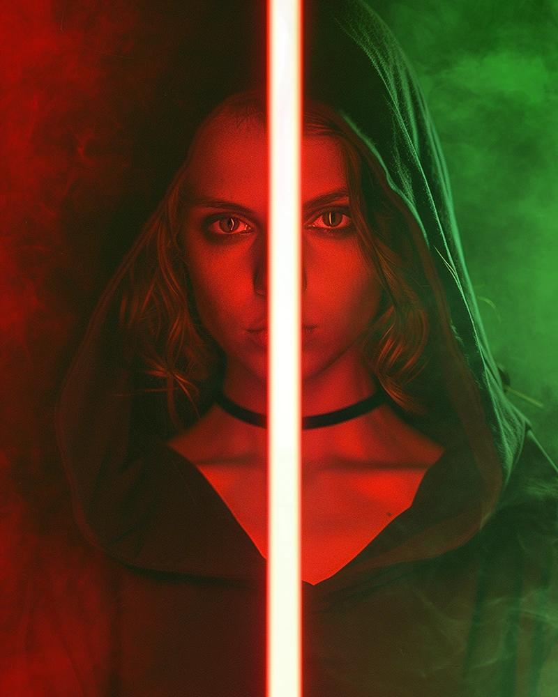 Sith lady with smoke overlay effect