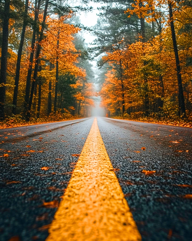 Autumn fog before mist overlay